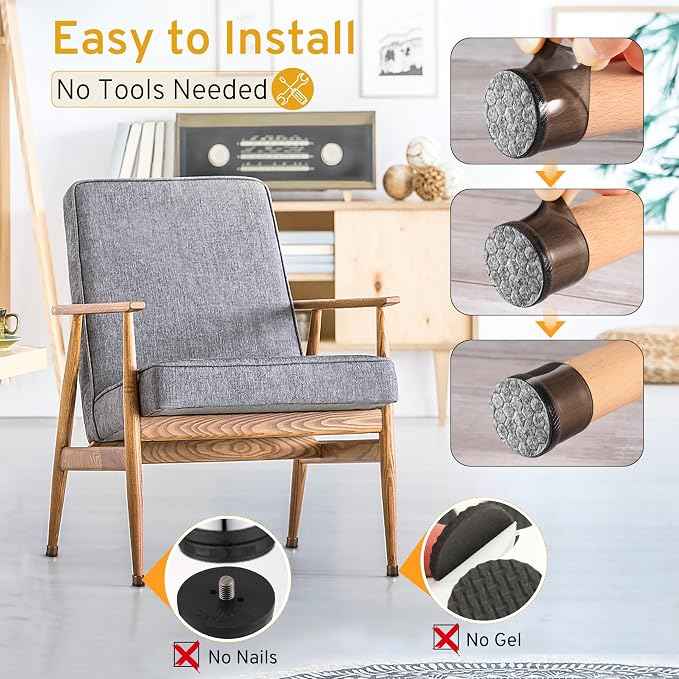 24PCS Extra Small Chair Leg Floor Protectors, Furniture Sliders, Chair Leg