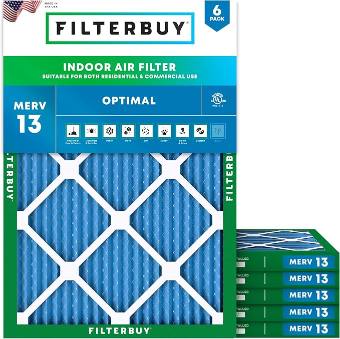 Filterbuy 16.38x21.38x1 Air Filter MERV 13 Optimal Smoke & Allergy Defense by Filterbuy