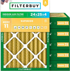 Filterbuy 24x25x4 Air Filter MERV 11 Superior Pet & Allergy Defense, by Filterbuy