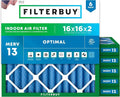 Filterbuy 16x16x2 Air Filter MERV 13 Optimal Smoke & Allergy Defense, by Filterbuy