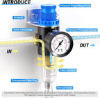 TAILONZ PNEUMATIC 1/4 Inch NPT AFR2000 Air Filter Pressure Regulator Kit（0 to - Image 4