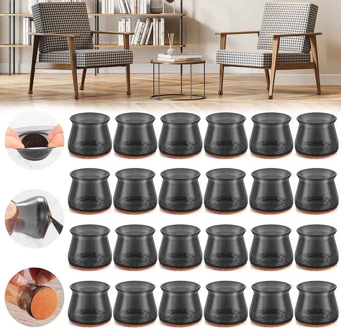24PCS Upgraded Silicone Chair Leg Floor Protectors