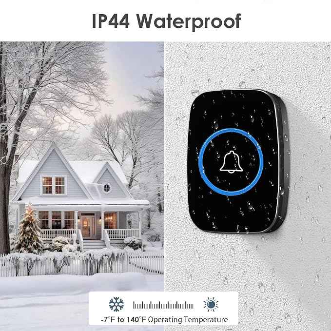 Wireless Doorbell, FullHouse Waterproof Door Bell Kit, Distinguish front and