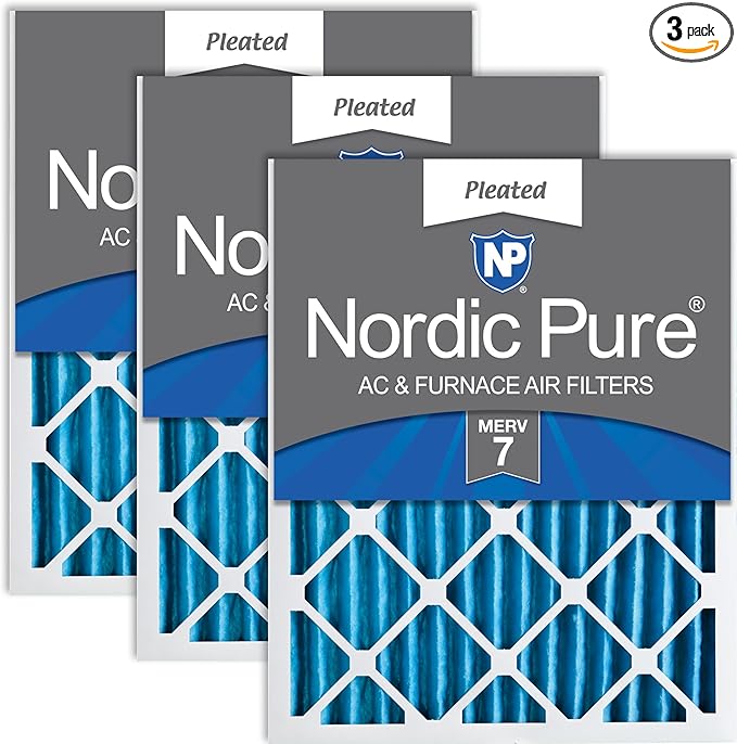 Nordic Pure 20x25x2 Pleated MERV 7 Air Filters 3 Pack by NordicPure