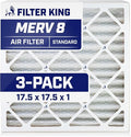 Filter King 17.5x17.5x1 Air Filter | 3-PACK | MERV 8 HVAC Pleated A/C Furnace by FilterKing