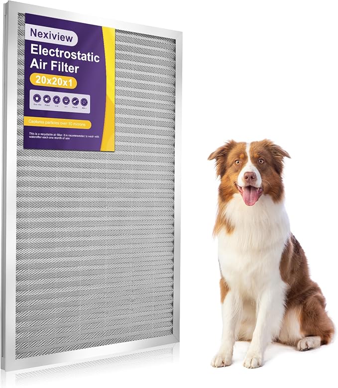 20x20x1 Furnace Filter-MERV8, Washable & Reusable Electrostatic Air Filter by Nexiview