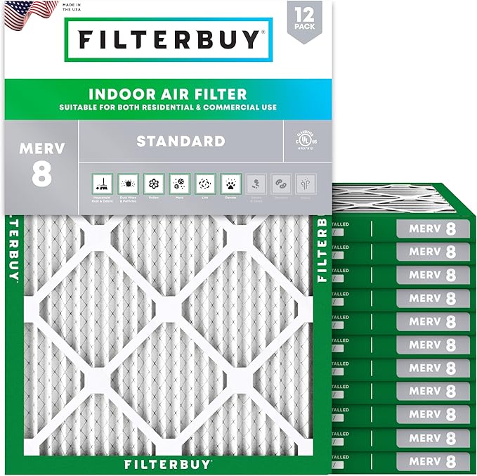 Filterbuy 17x21x1 Air Filter MERV 8 Essential Dust & Allergy Defense, by Filterbuy
