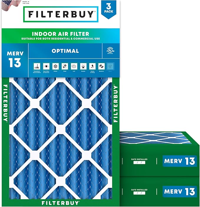 Filterbuy 20x30x4 Air Filter MERV 13 Optimal Smoke & Allergy Defense, by Filterbuy