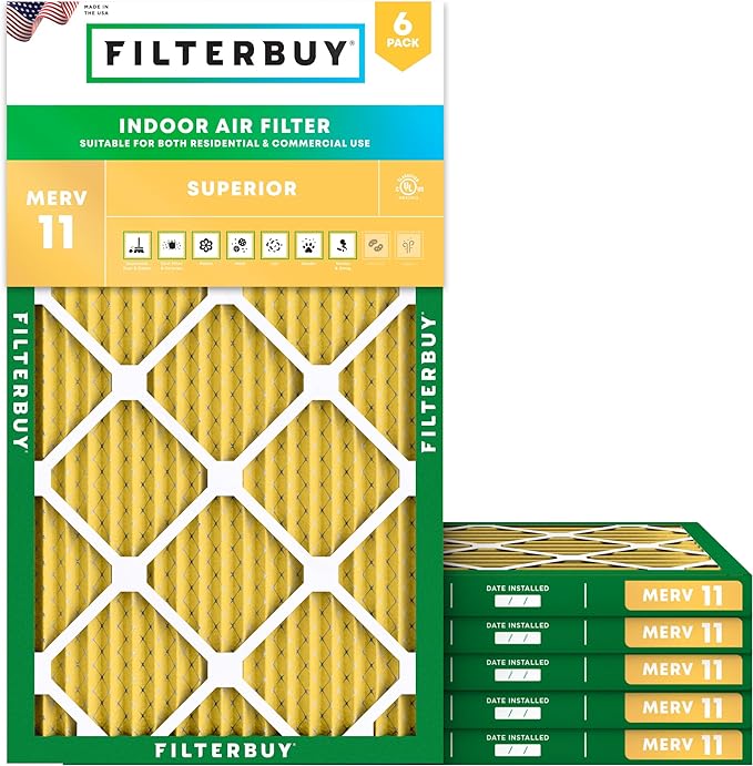 Filterbuy 10x25x1 Air Filter MERV 11 Superior Pet & Allergy Defense, by Filterbuy