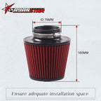 RYANSTAR 76mm 3" High Flow Round Tapered Cone Cool Air Filter Cleaner - Image 2