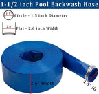 1-1/2 in x 100 ft Pool Backwash Hose Heavy Duty Drain Discharge PVC Lay flat - Image 2