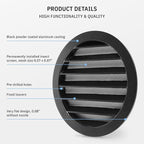 calimaero® WSGB 5" Inch Black Round Metal Air Vent Grill Cover Flat Louver - Image 4
