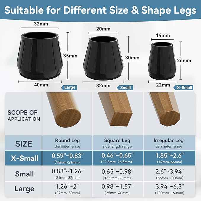 24PCS Extra Small Silicone Chair Leg Floor Protectors