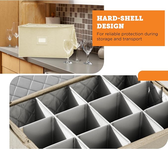 storageLAB Wine Glass Storage Containers, Hard Shell Organizer - Image 6