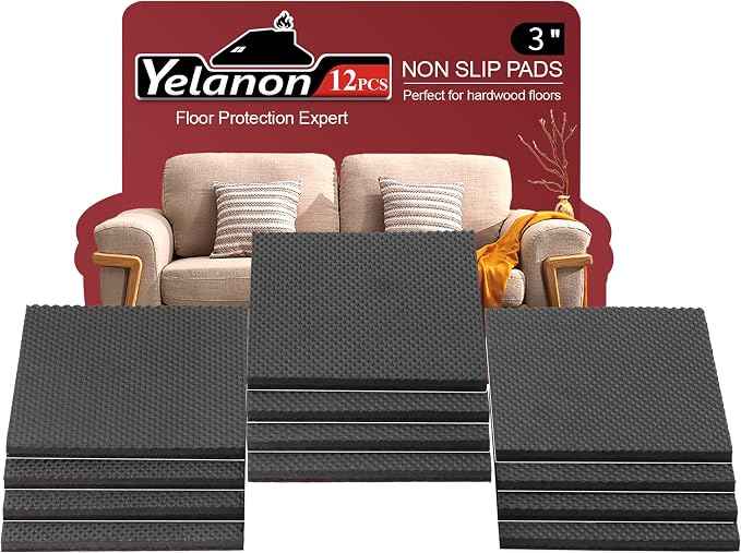 Yelanon Non Slip Furniture Pads -12pcs 3" Furniture Grippers Hardwood Floors