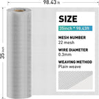 304 Stainless Steel Mesh Window Screen Roll, 35IN x 98.43FT Silver Metal Window - Image 3