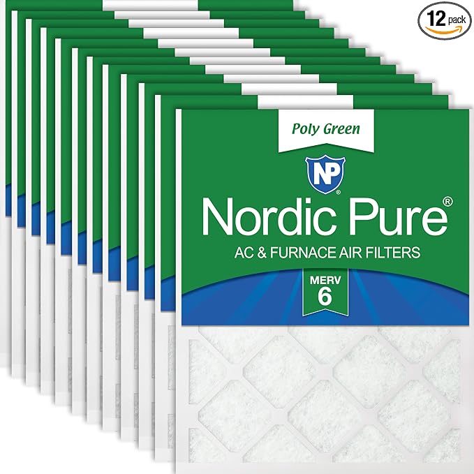 Nordic Pure 20x25x1 Poly Green MERV 6 AC Furnace Air Filters – Reduces Dust by NordicPure