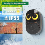 Wireless Doorbell, Cute Owl Doorbell Weatherproof IP55 Outdoor Remote Push