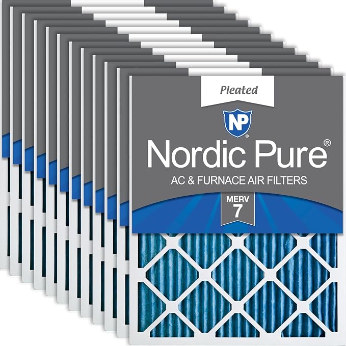 Nordic Pure 20x20x1 Pleated MERV 7 Air Filters 12 Pack by NordicPure