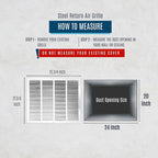 Fits 24x20 Duct Opening | Steel Return Air Grille by Handua | Vent Cover Grill - Image 3