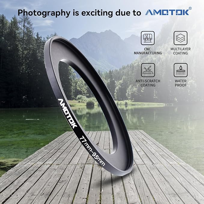 77mm Lens to 95mm Camera Lens Adapter, 77mm-95mm Filter Step up Rings, - Image 2