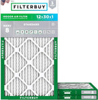 Filterbuy 12x30x1 Air Filter MERV 8 Essential Dust & Allergy Defense, by Filterbuy