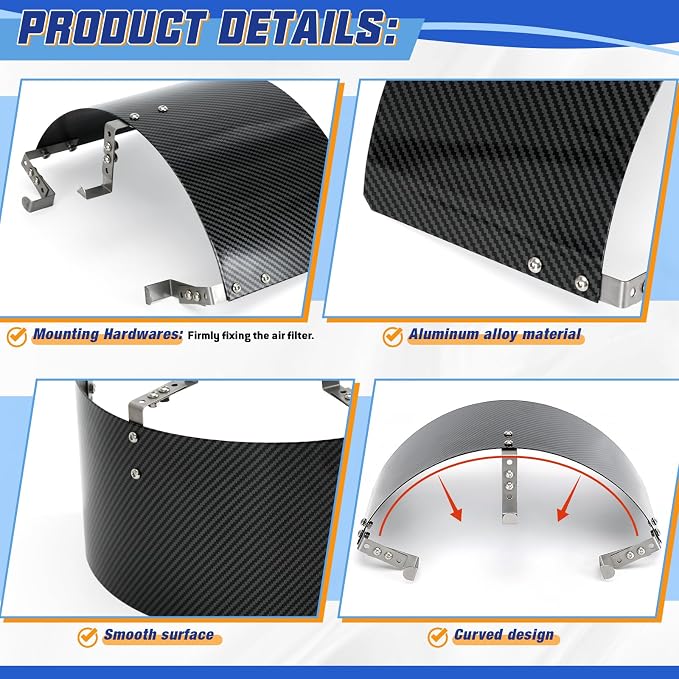PTNHZ Universal Stainless Steel Air Intake Filter Cover Heat Shield Fits - Image 4