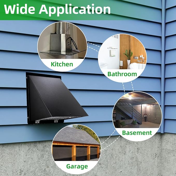 6 Inch Hooded Wall Vent with Screen and Damper, 6 Inch Wall Exhaust Vent Cover - Image 7