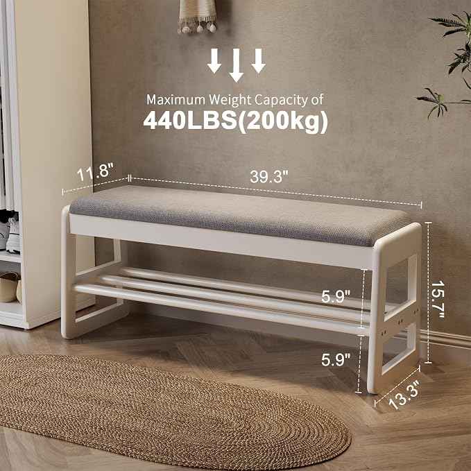 AQIMUELE Shoe Rack Bench, 2 Tiers Shoe Bench