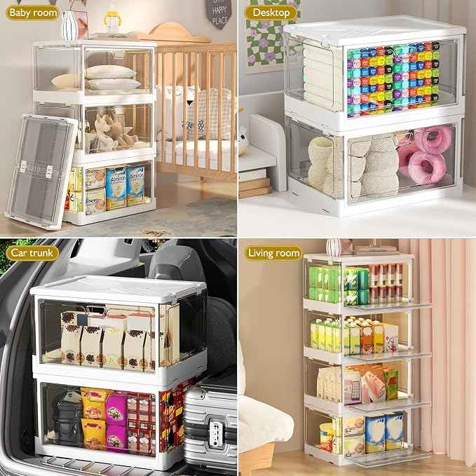 Clear Storage Bin with Lid 3 Pack 【Stackable & Sturdy】 Plastic Multifunctional