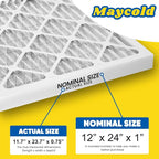 Maycold MERV 8 12x24x1 Furnace Air Filters, Pleated HVAC AC Filters – Actual - Image 3