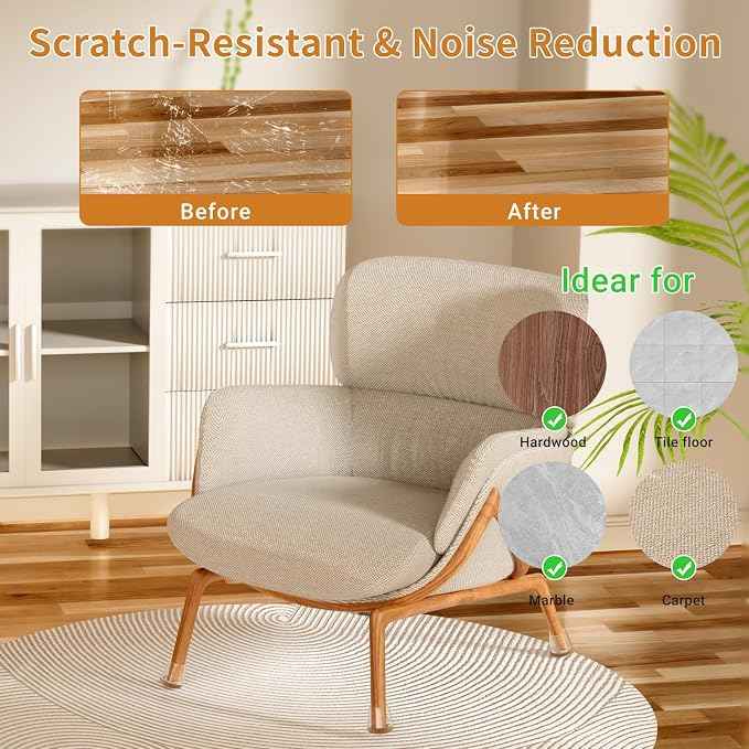 Meldel 24 PCS Silicone Chair Leg Floor Protectors Large Rubber Felt Furniture