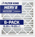 Filter King 15.25x15.25x1 Air Filter | 6-PACK | MERV 8 HVAC Pleated A/C Furnace by FilterKing