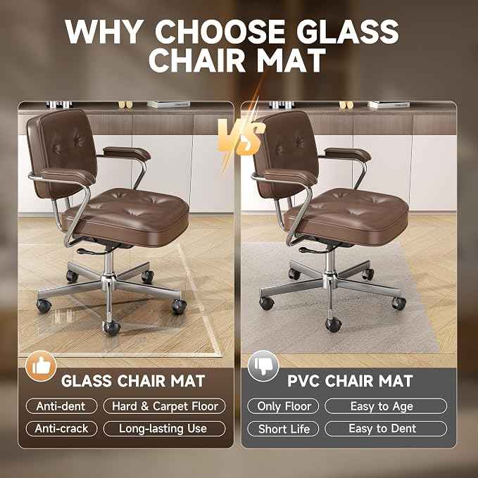 47“ x 40” Beveled Edge Glass Chair Mat