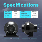 iPower 4 Inch 195 CFM Exhaust Inline Duct Vent Booster Blower - Image 3