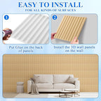 Nuanchu 32 Pcs 3D Slat Wall Panels 12 x 12 Inch PVC Fluted Textured Panel - Image 5