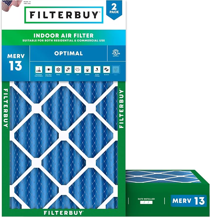 Filterbuy 16x24x4 Air Filter MERV 13 Optimal Smoke & Allergy Defense, by Filterbuy