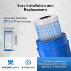 PUREPLUS 20" x 4.5" Whole House Activated Carbon Water Filter, Enhanced Lead - Image 6