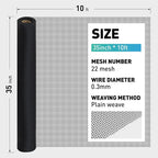 304 Stainless Steel Mesh Window Screen Roll, 35IN x 10FT Black Metal Window - Image 3