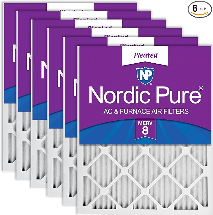 Nordic Pure 18x25x1 Pleated MERV 8 Air Filters 6 Pack by NordicPure