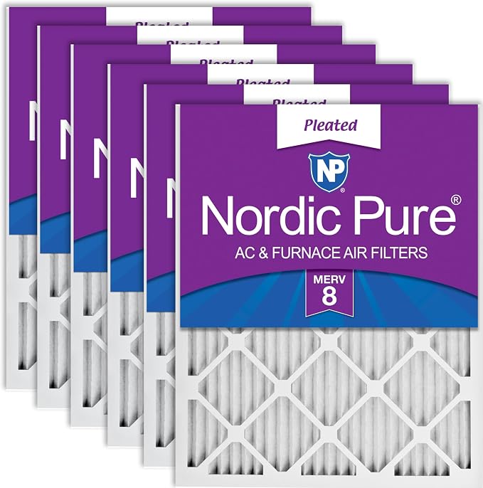 Nordic Pure 16x20x1 Pleated MERV 8 Air Filters 6 Pack by NordicPure