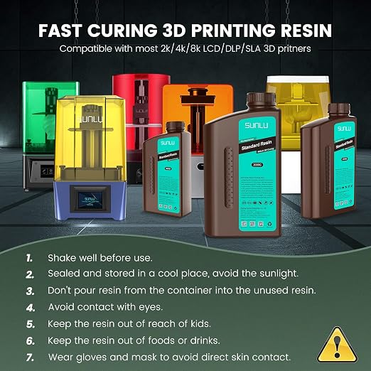SUNLU 3D Printer Resin Bundle, 395 to 405nm UV Curing 3D Printing Liquid - Image 6