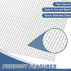 uxcell 6 Mesh 79" x 12" Woven Wire Mesh, 304 Stainless Steel Air Vent Filter - Image 3