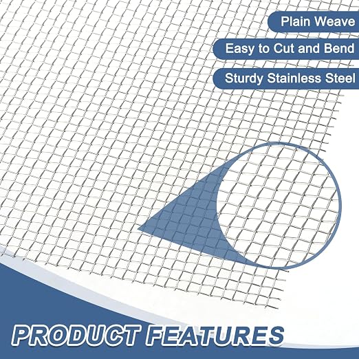 uxcell 6 Mesh 79" x 12" Woven Wire Mesh, 304 Stainless Steel Air Vent Filter - Image 3