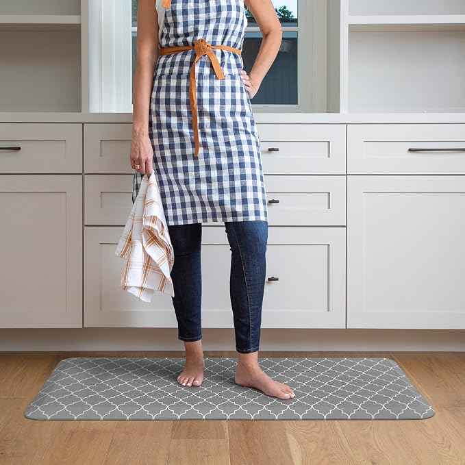 GelPro Anti-Fatigue Designer Comfort Kitchen Floor Mat, Trellis Grey Stain
