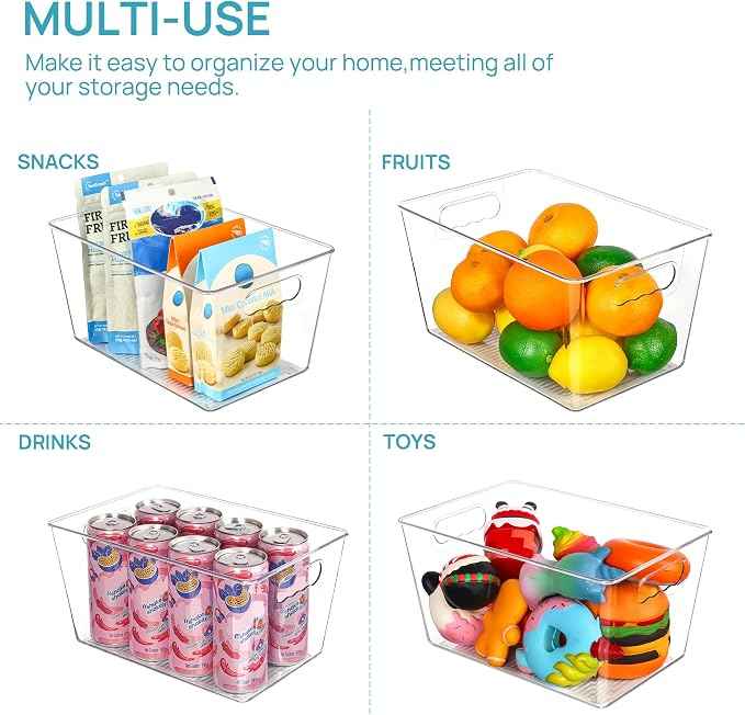 Vtopmart Clear Plastic Pantry Organizer Bins, Countertops, Freezer Organization