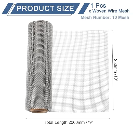 uxcell 10 Mesh 79" x 10" Woven Wire Mesh, 316 Stainless Steel Air Vent Filter - Image 2