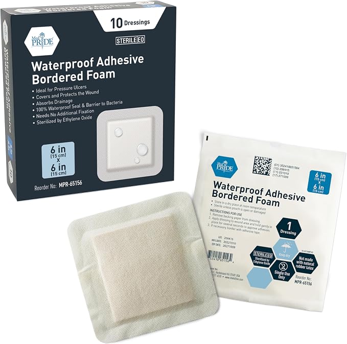 MED PRIDE Waterproof Silicone 6'' X 6'' Foam Wound Dressing Sterile, Adhesive - Image 6