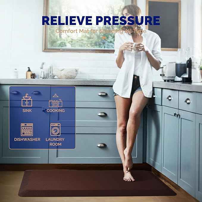 FEATOL Anti Fatigue Mat for Standing, 9/10 Extra Thick Ergonomic Standing Desk