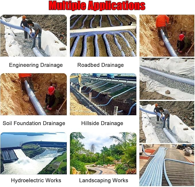 Commercial French Drain Pipe for Water Drainage, Construction Site/Sports Field - Image 2